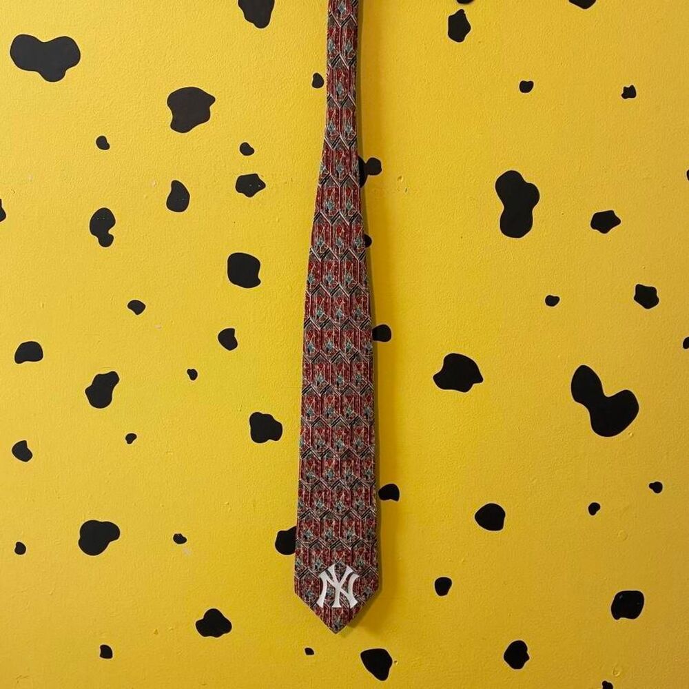 Vintage Henry Grethel Italian Silk Necktie Custom NY Yankees Geometric 90s